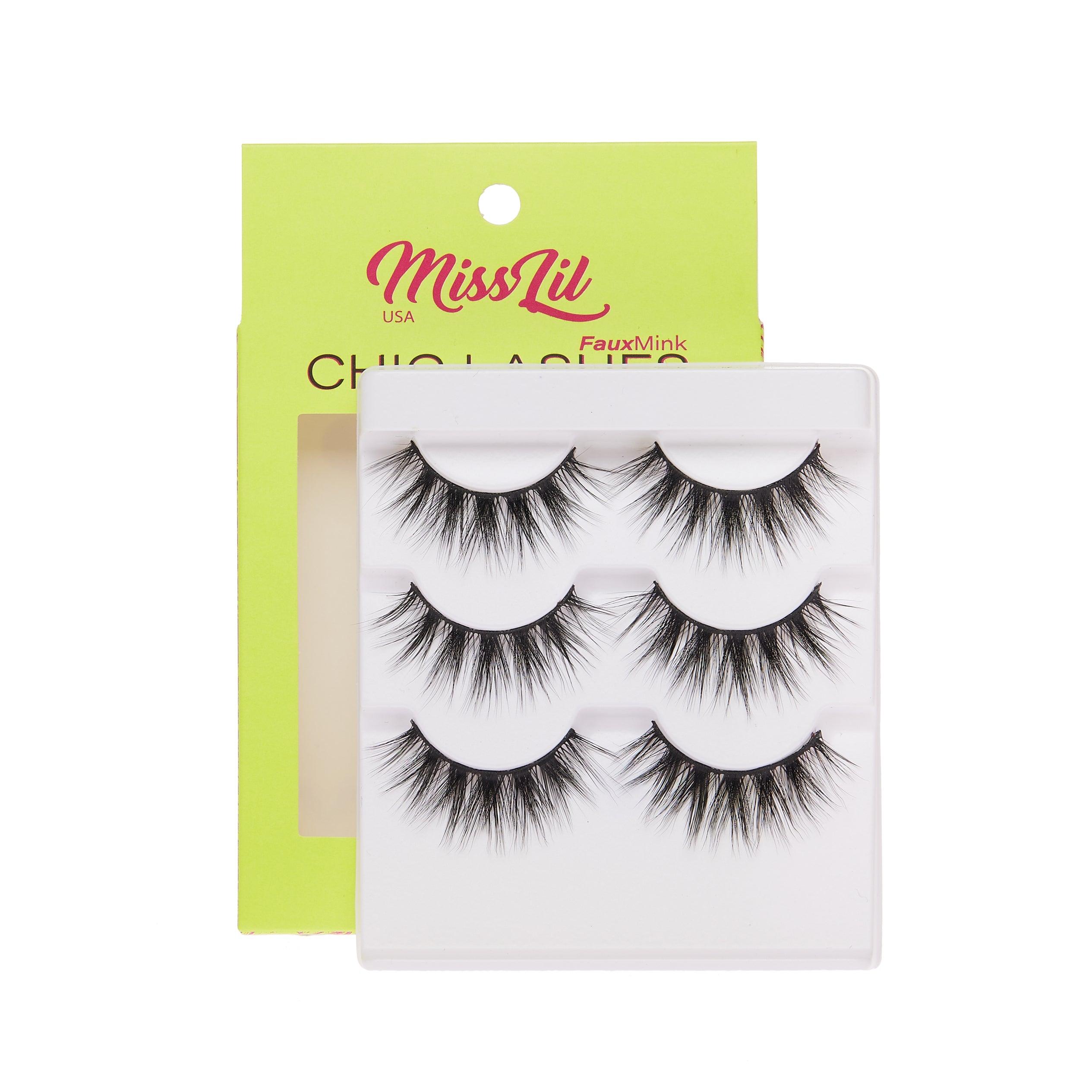 3-Pair Faux Mink Eyelashes - Chic Lashes Collection #36 - Pack of 3 - Miss Lil USA