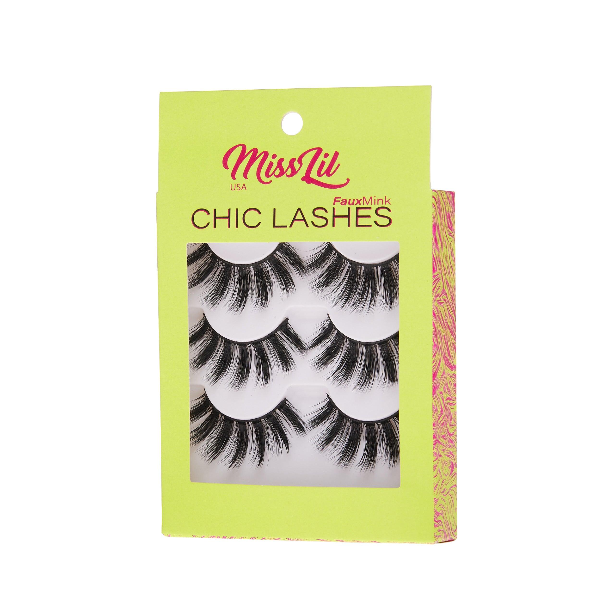 3-Pair Faux Mink Eyelashes - Chic Lashes Collection #4 - Pack of 3 - Miss Lil USA