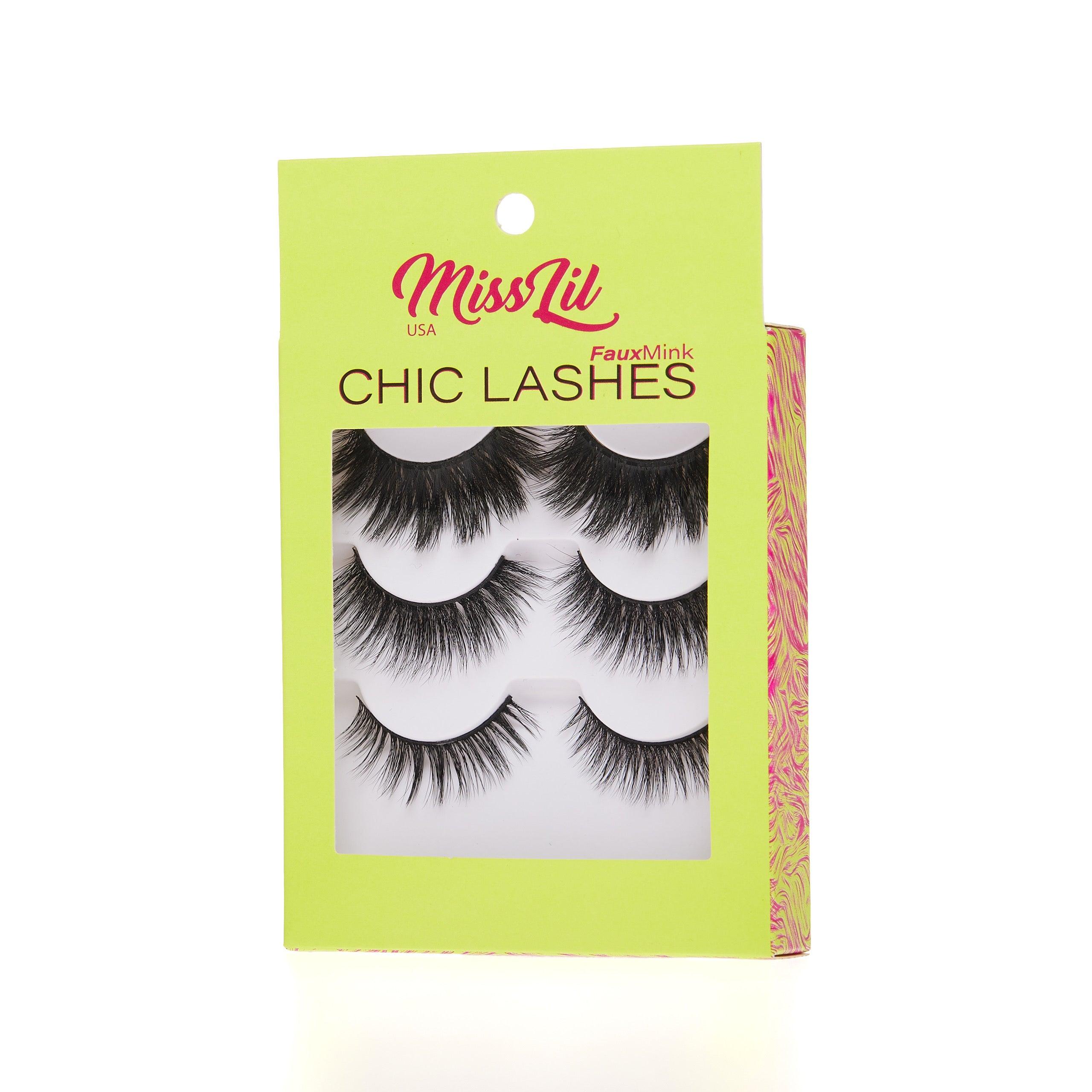 3-Pair Faux Mink Eyelashes - Chic Lashes Collection #40 - Miss Lil USA