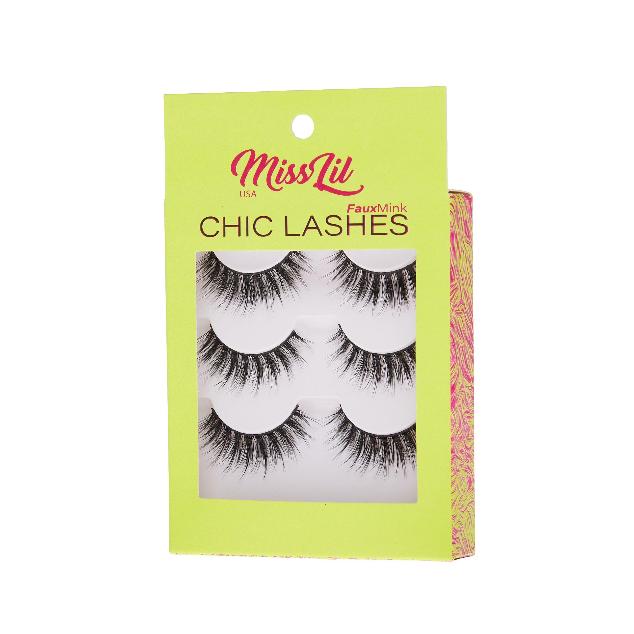 3-Pair Faux Mink Eyelashes - Chic Lashes Collection #6 - Pack of 3 - Miss Lil USA