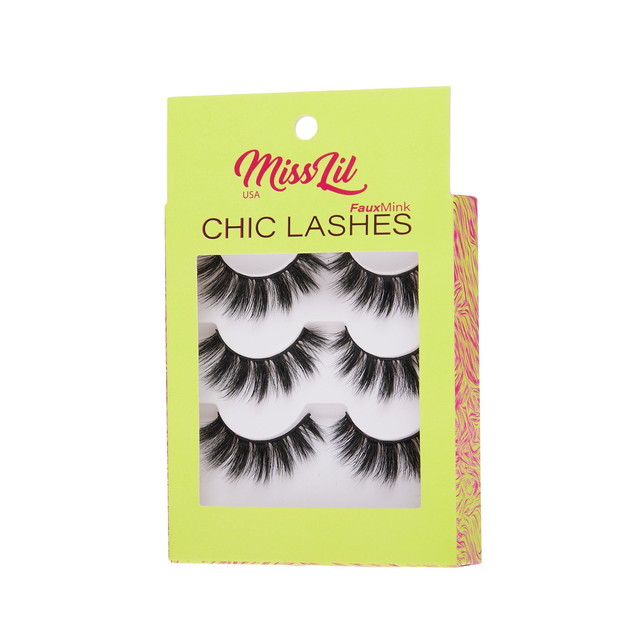 3-Pair Faux Mink Eyelashes - Chic Lashes Collection #7 - Pack of 3 - Miss Lil USA