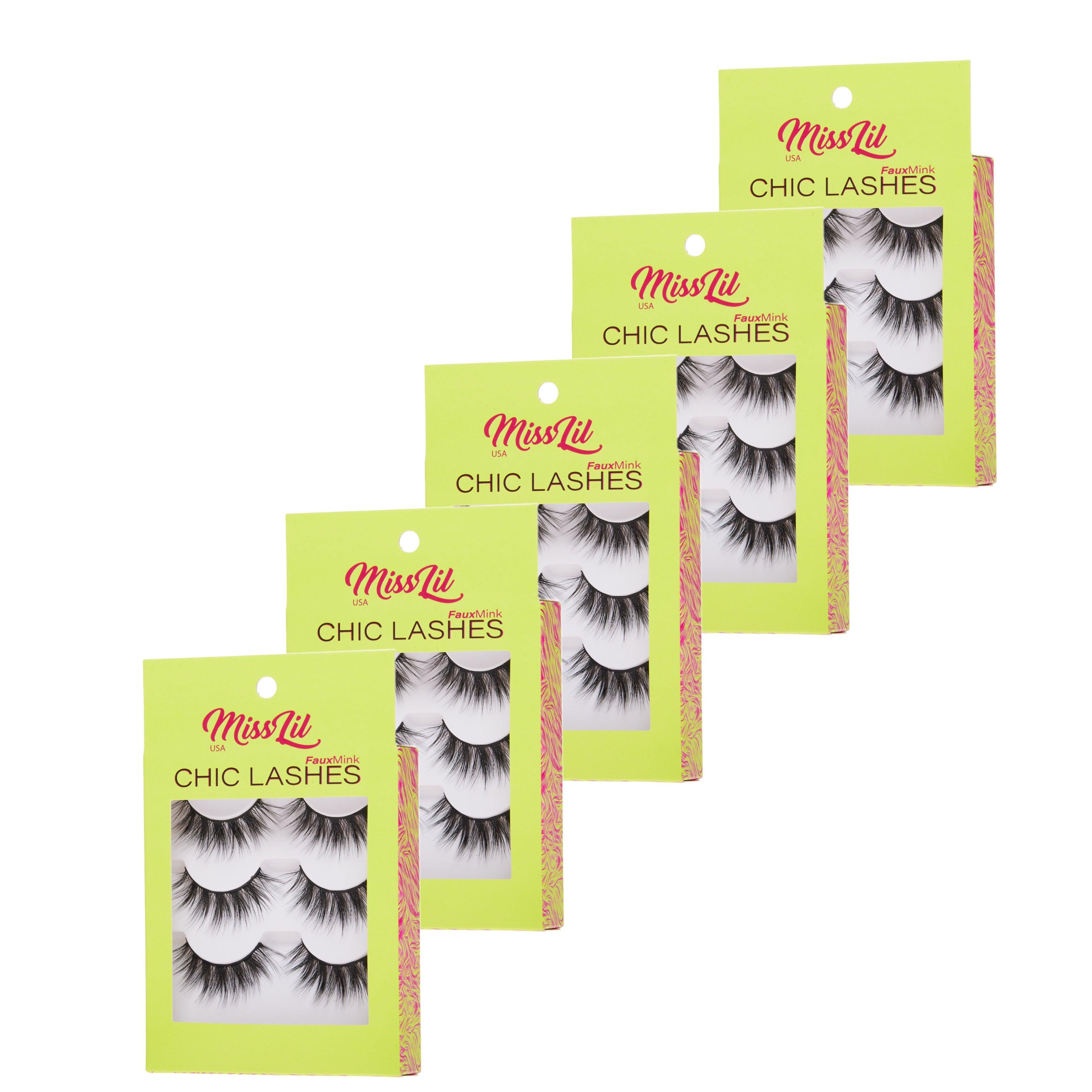 Chic Lashes - (5 Pack)( 15 Pairs of different numbers ) - Miss Lil USA