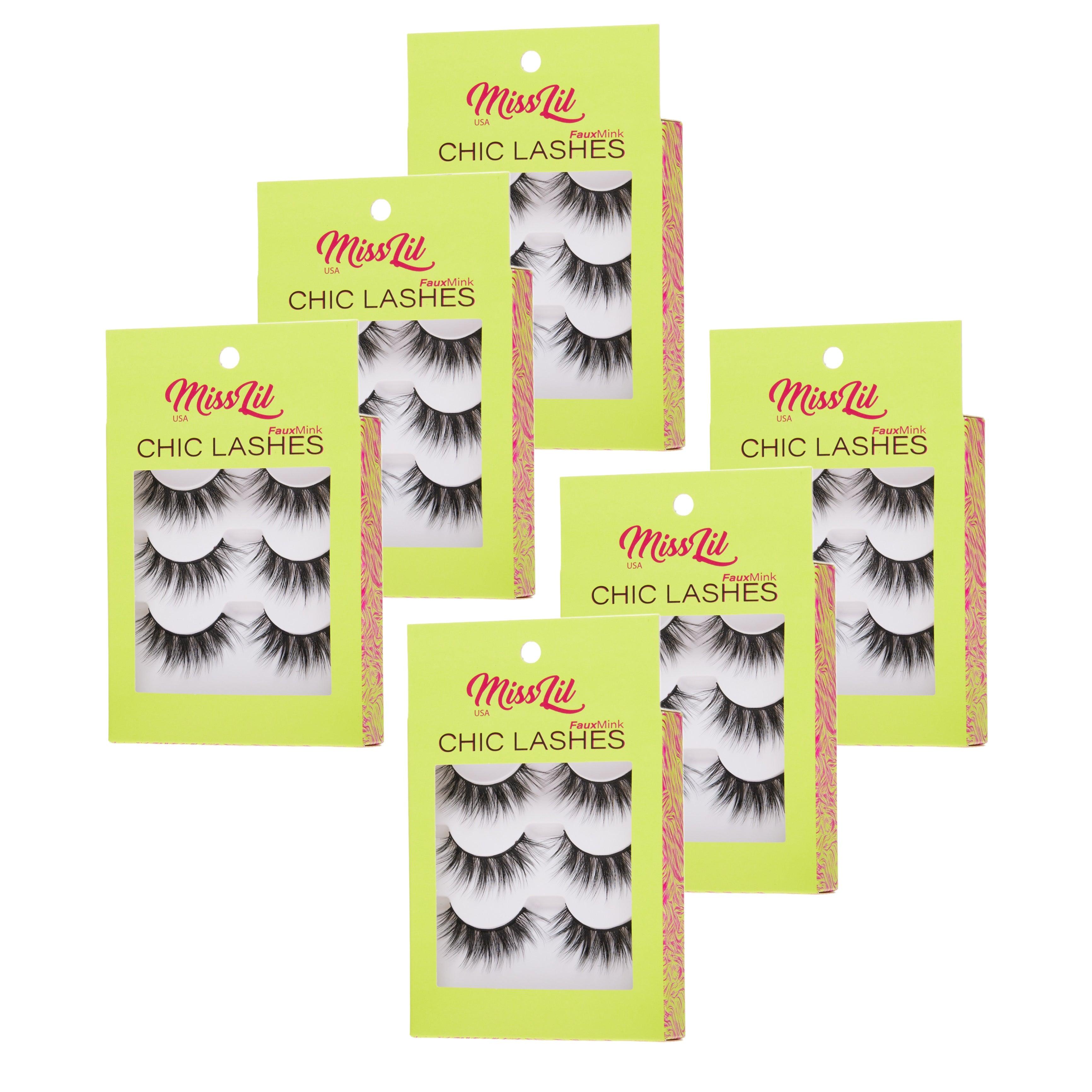 Chic Lashes - (6 Pack)( 18 Pairs of different numbers ) - Miss Lil USA