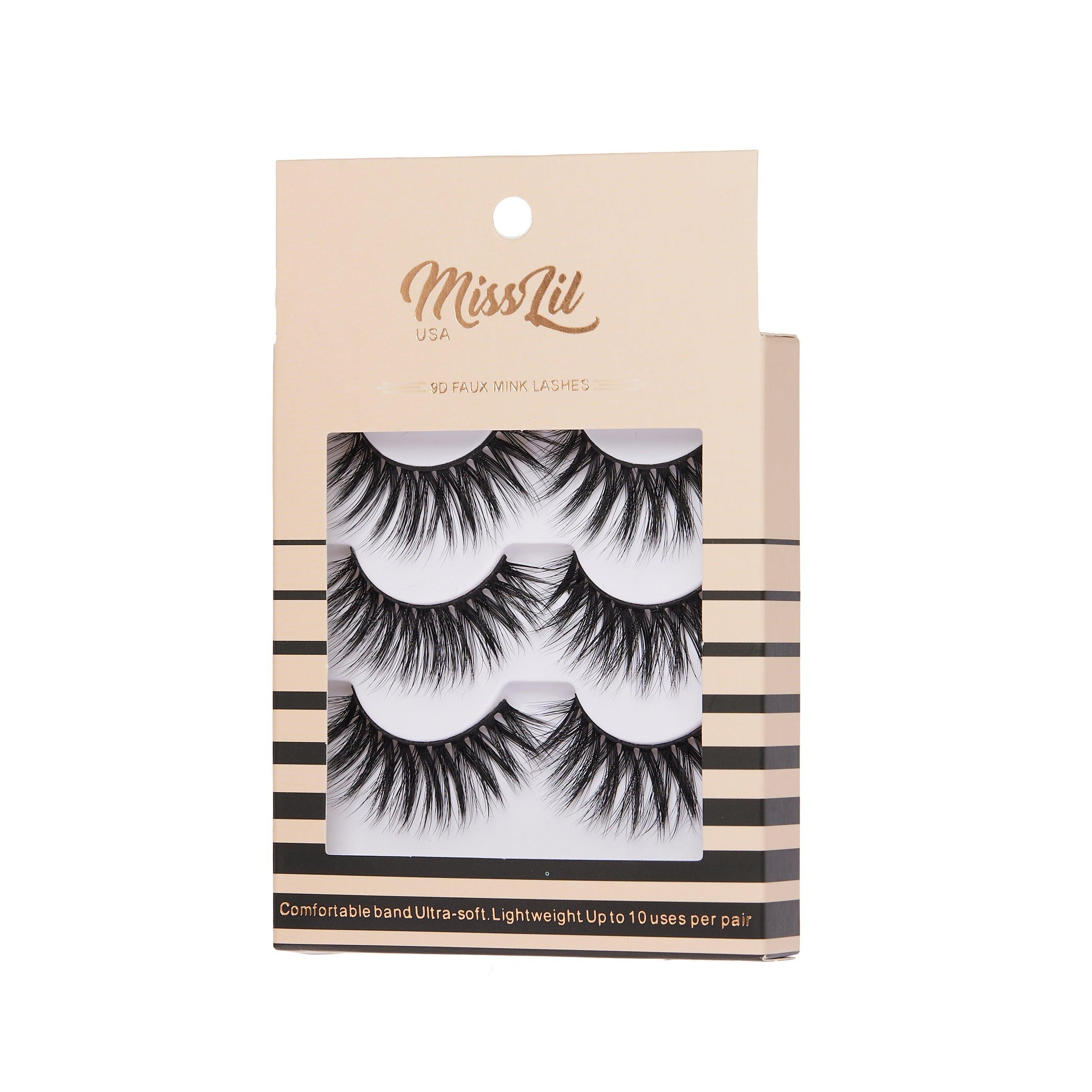 Copy of 3-Pair Faux 9D Mink Eyelashes - Luxury Collection #11 - Pack of 12 - Miss Lil USA
