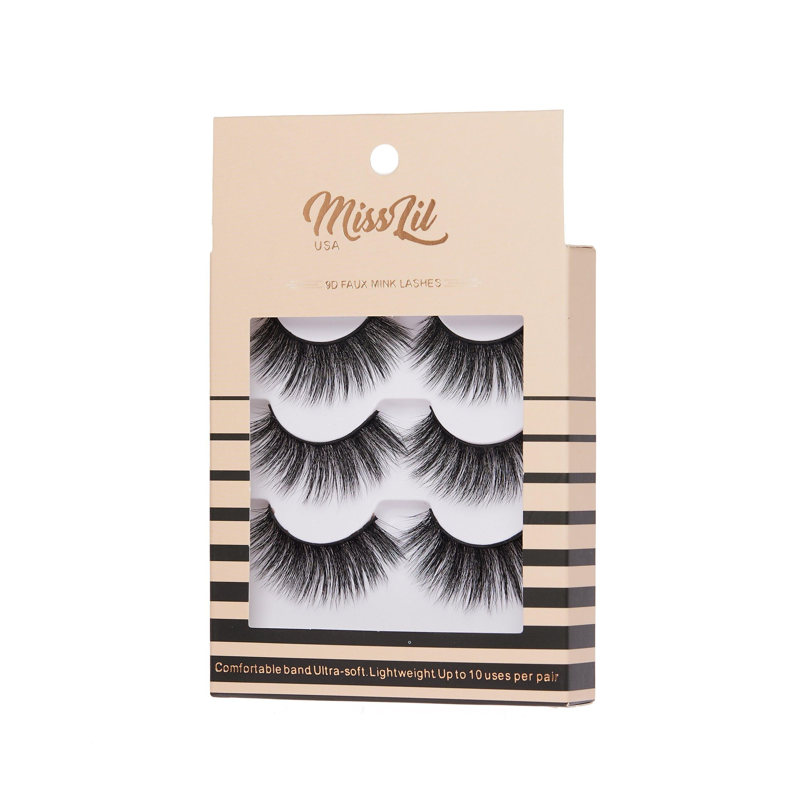 Copy of 3-Pair Faux 9D Mink Eyelashes - Luxury Collection #30 - Pack of 12 - Miss Lil USA