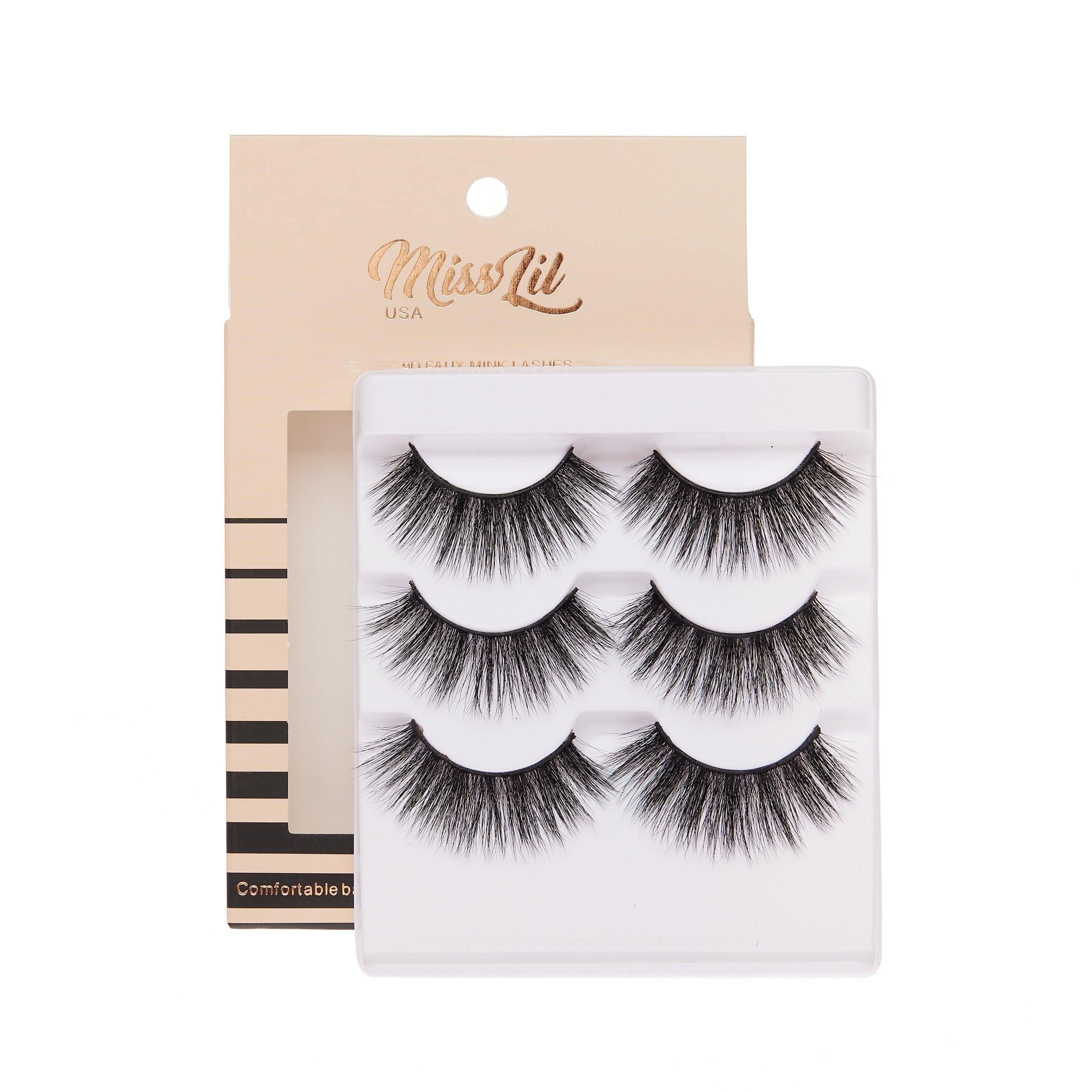 Copy of 3-Pair Faux 9D Mink Eyelashes - Luxury Collection #30 - Pack of 12 - Miss Lil USA