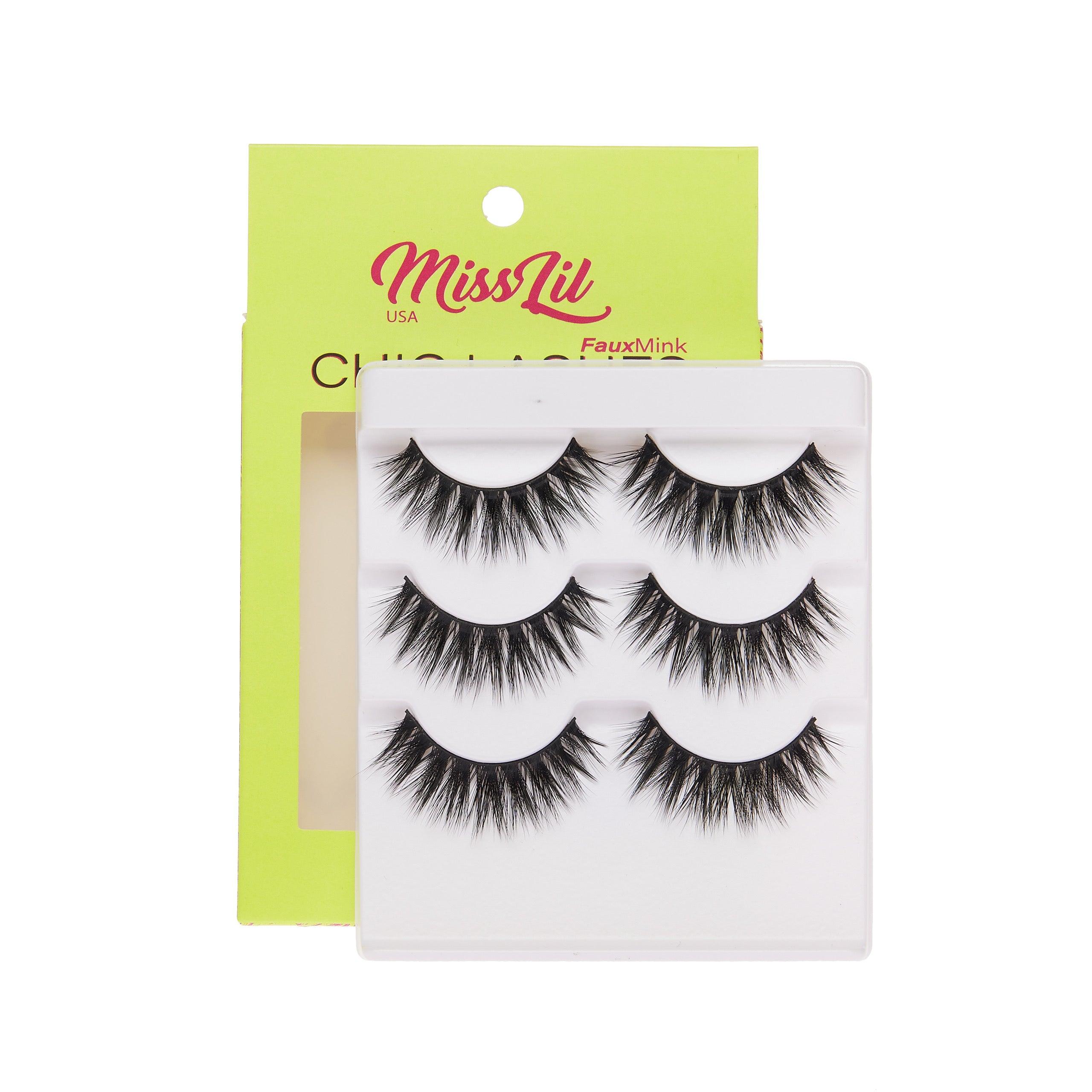 3-Pair Faux Mink Eyelashes - Chic Lashes Collection #11 - Pack of 3 - Miss Lil USA