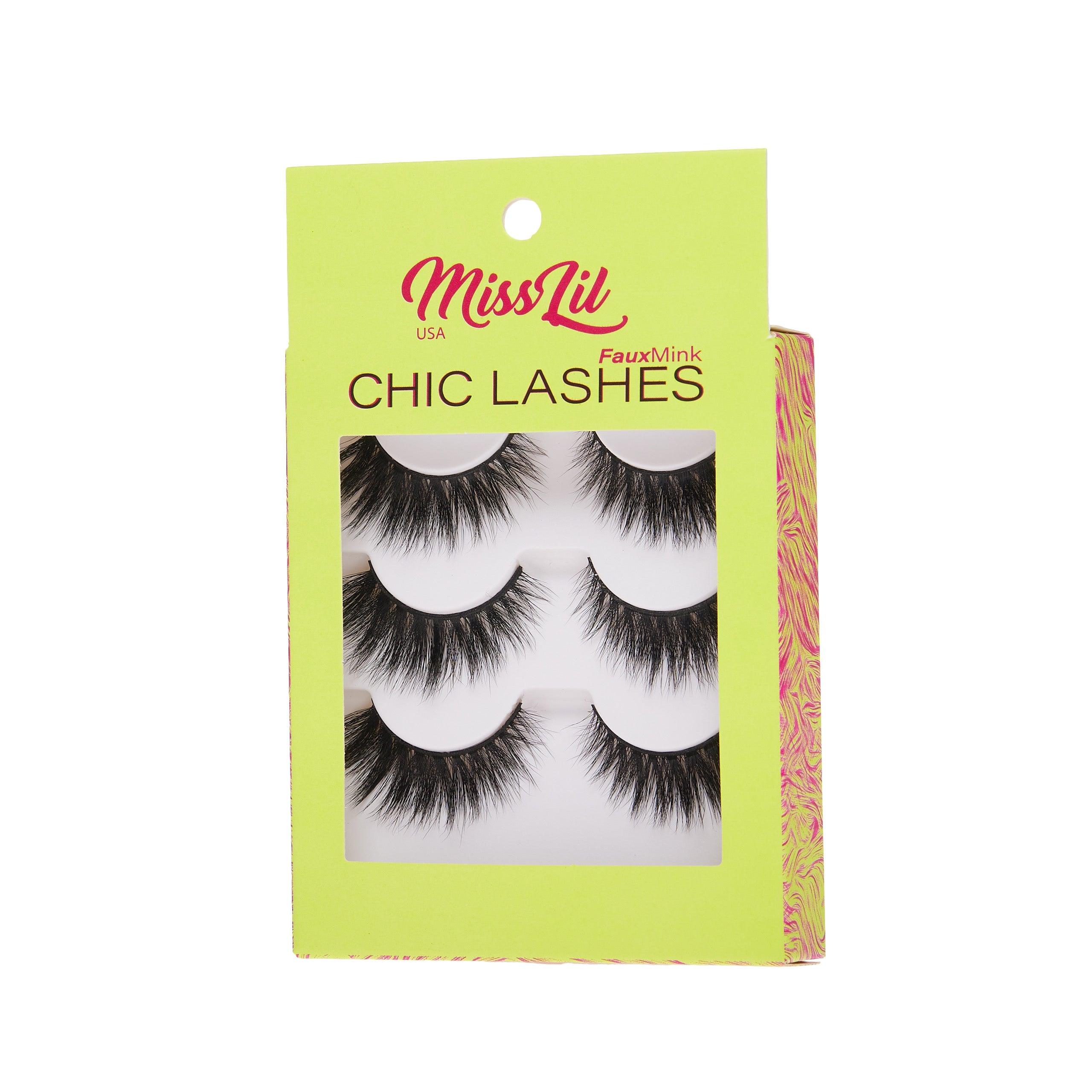 3-Pair Faux Mink Eyelashes - Chic Lashes Collection #16 - Pack of 3 - Miss Lil USA