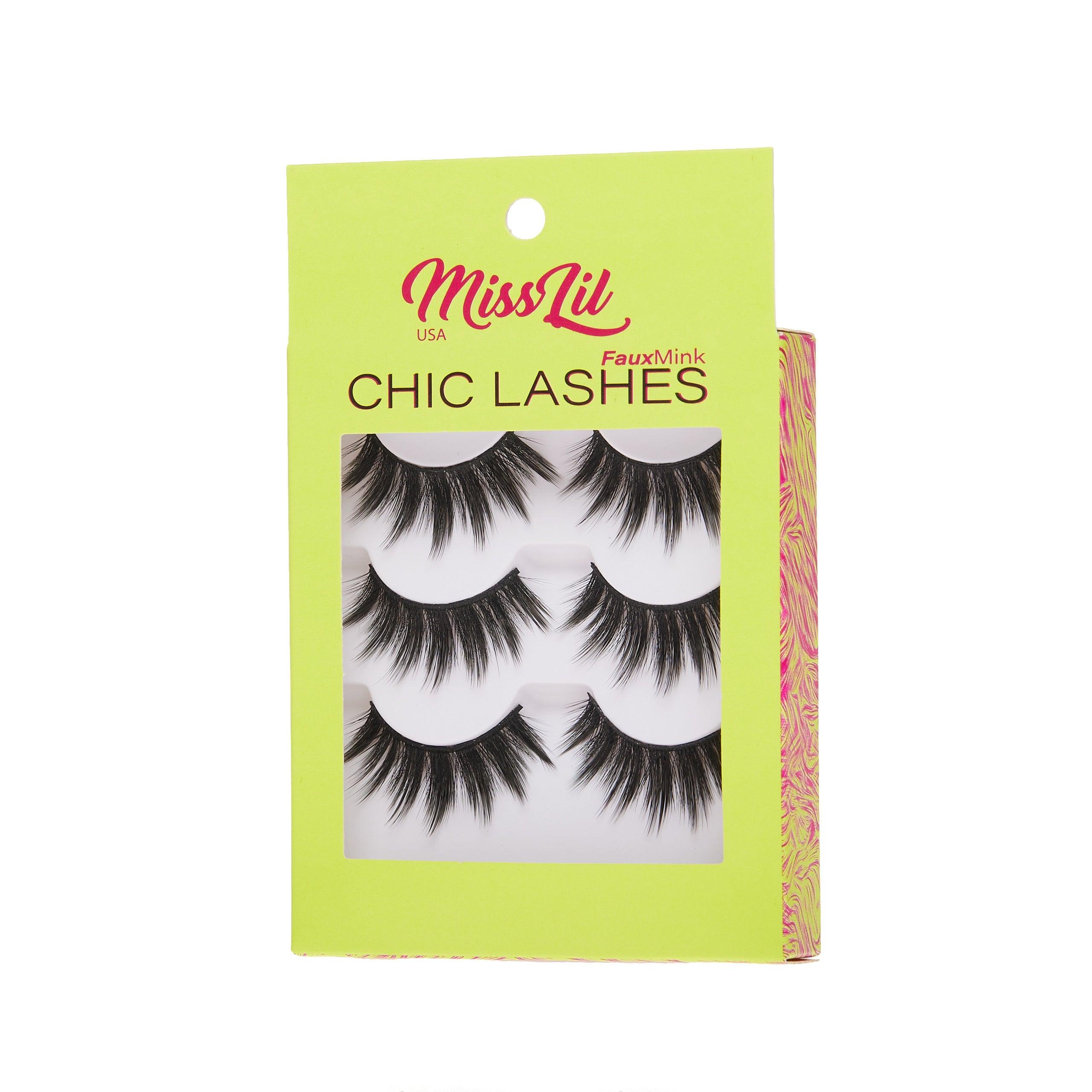 3-Pair Faux Mink Eyelashes - Chic Lashes Collection #19 - Pack of 3 - Miss Lil USA