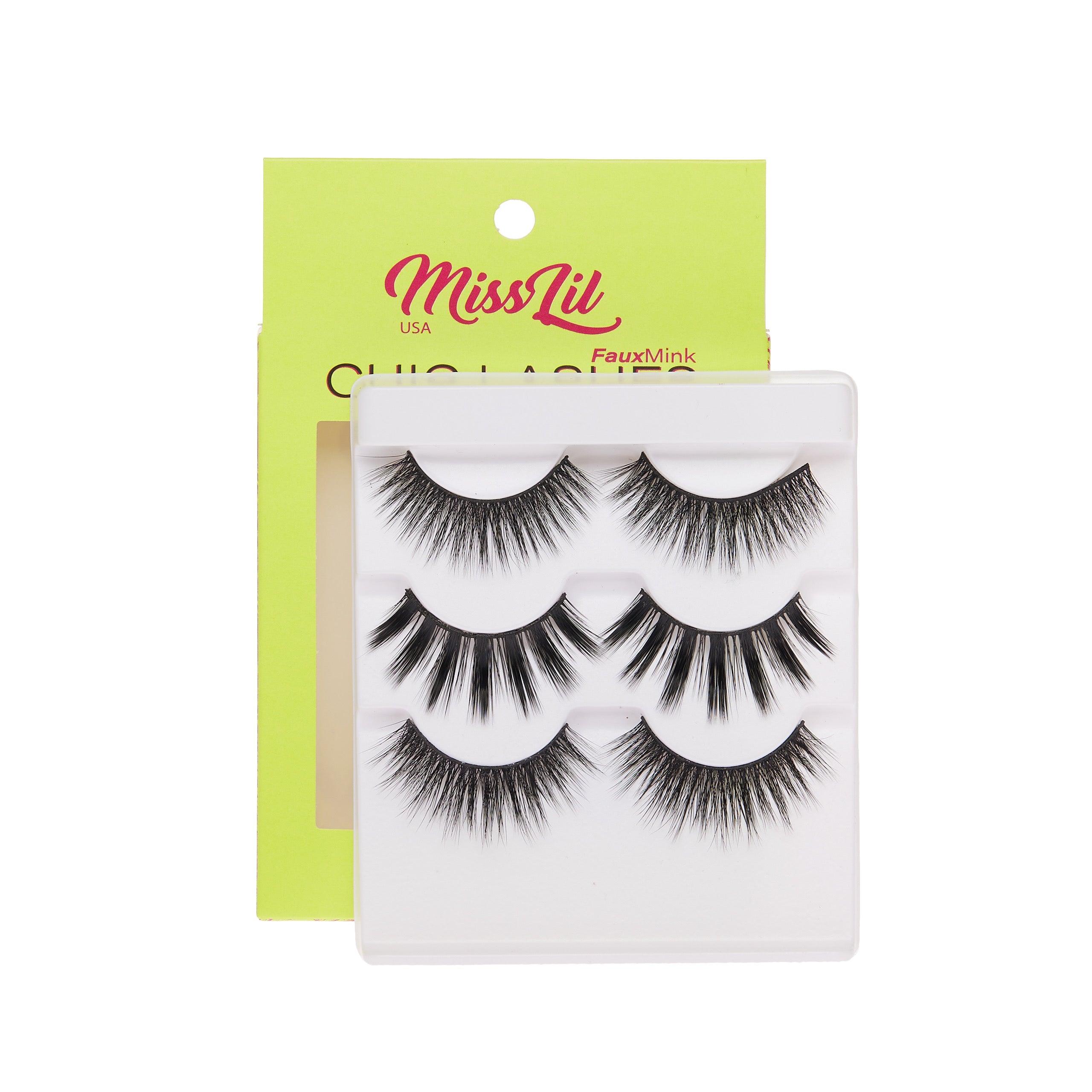 3-Pair Faux Mink Eyelashes - Chic Lashes Collection #2 - Pack of 3 - Miss Lil USA