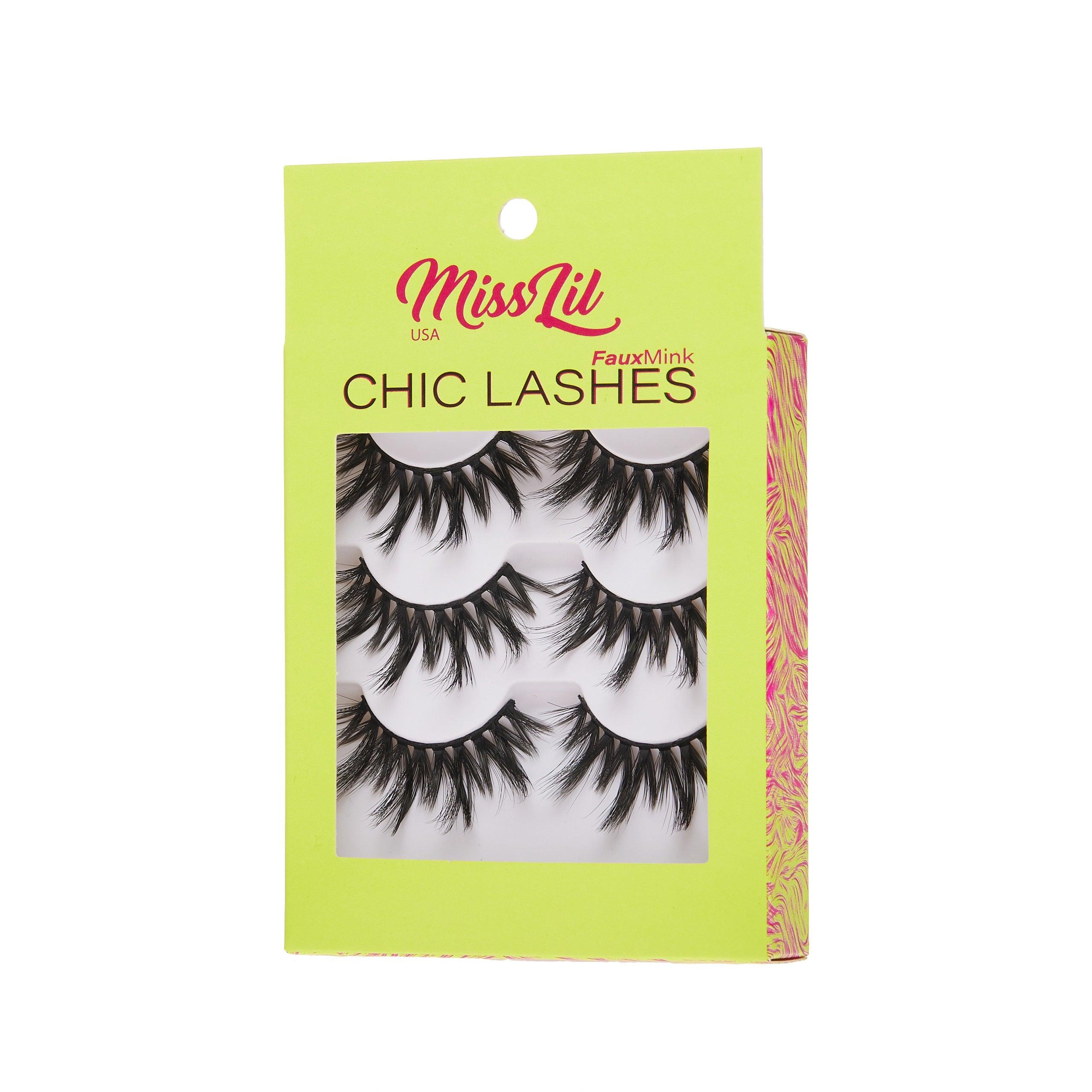 3-Pair Faux Mink Eyelashes - Chic Lashes Collection #20 - Pack of 3 - Miss Lil USA