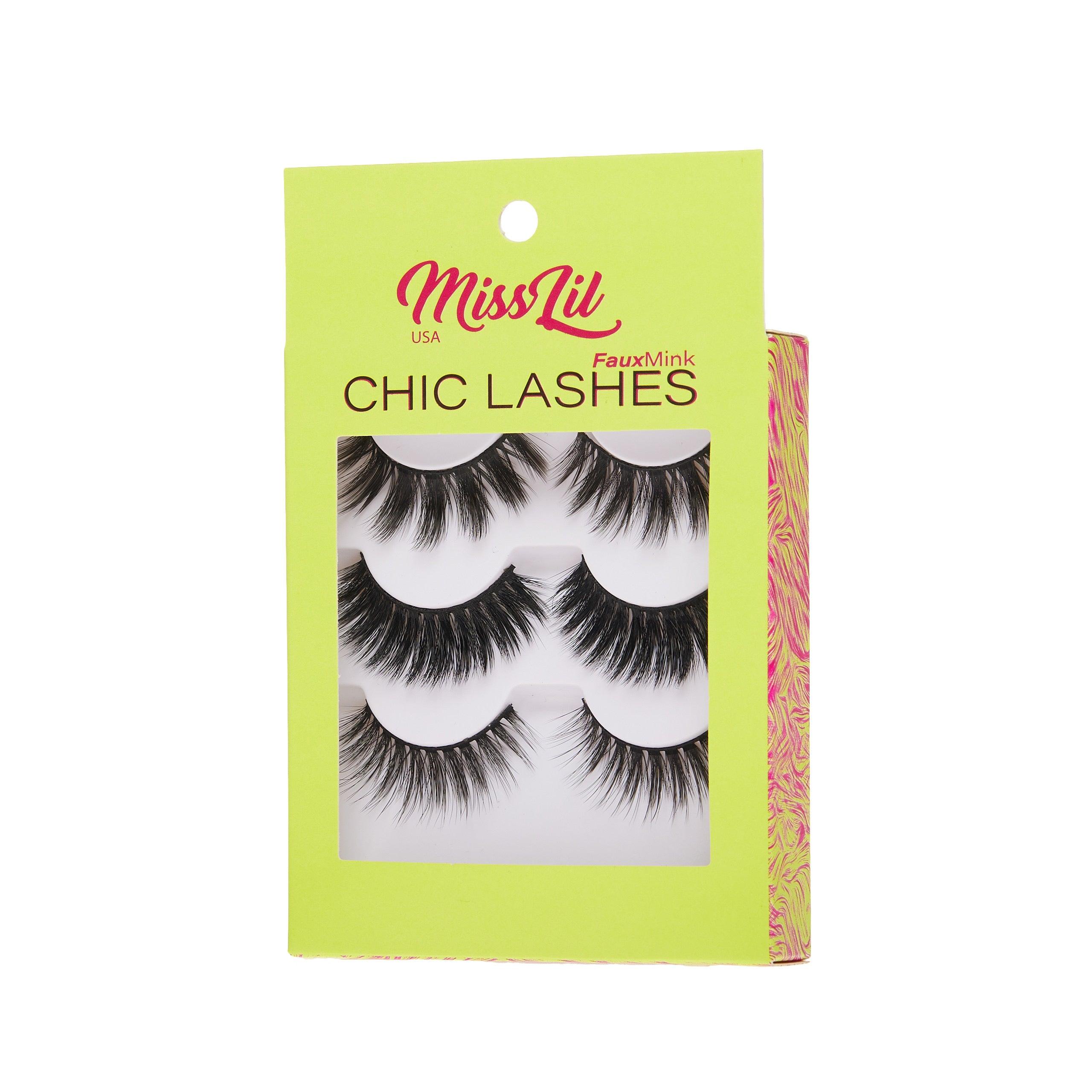 3-Pair Faux Mink Eyelashes - Chic Lashes Collection #27 - Pack of 3 - Miss Lil USA