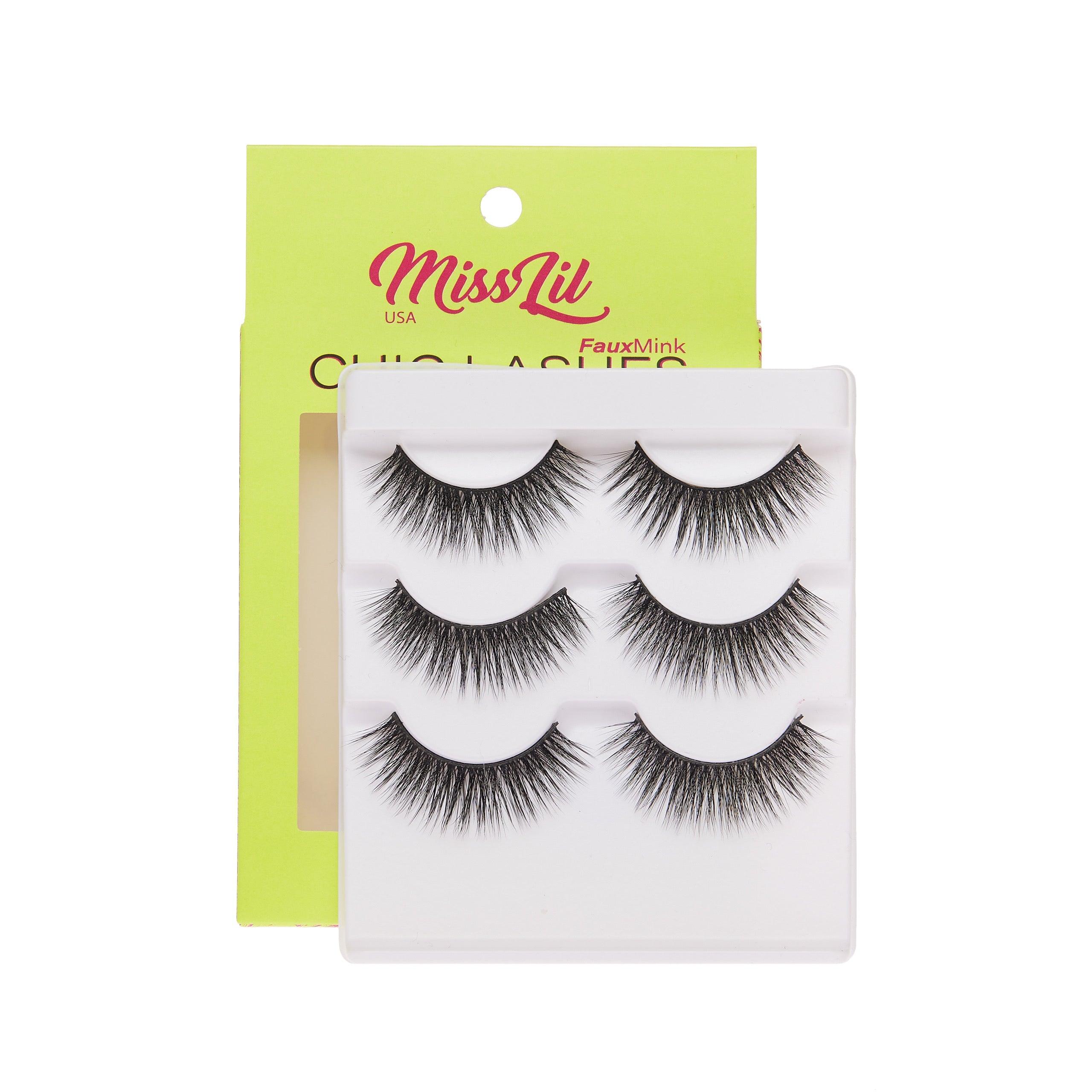 3-Pair Faux Mink Eyelashes - Chic Lashes Collection #3 - Pack of 3 - Miss Lil USA