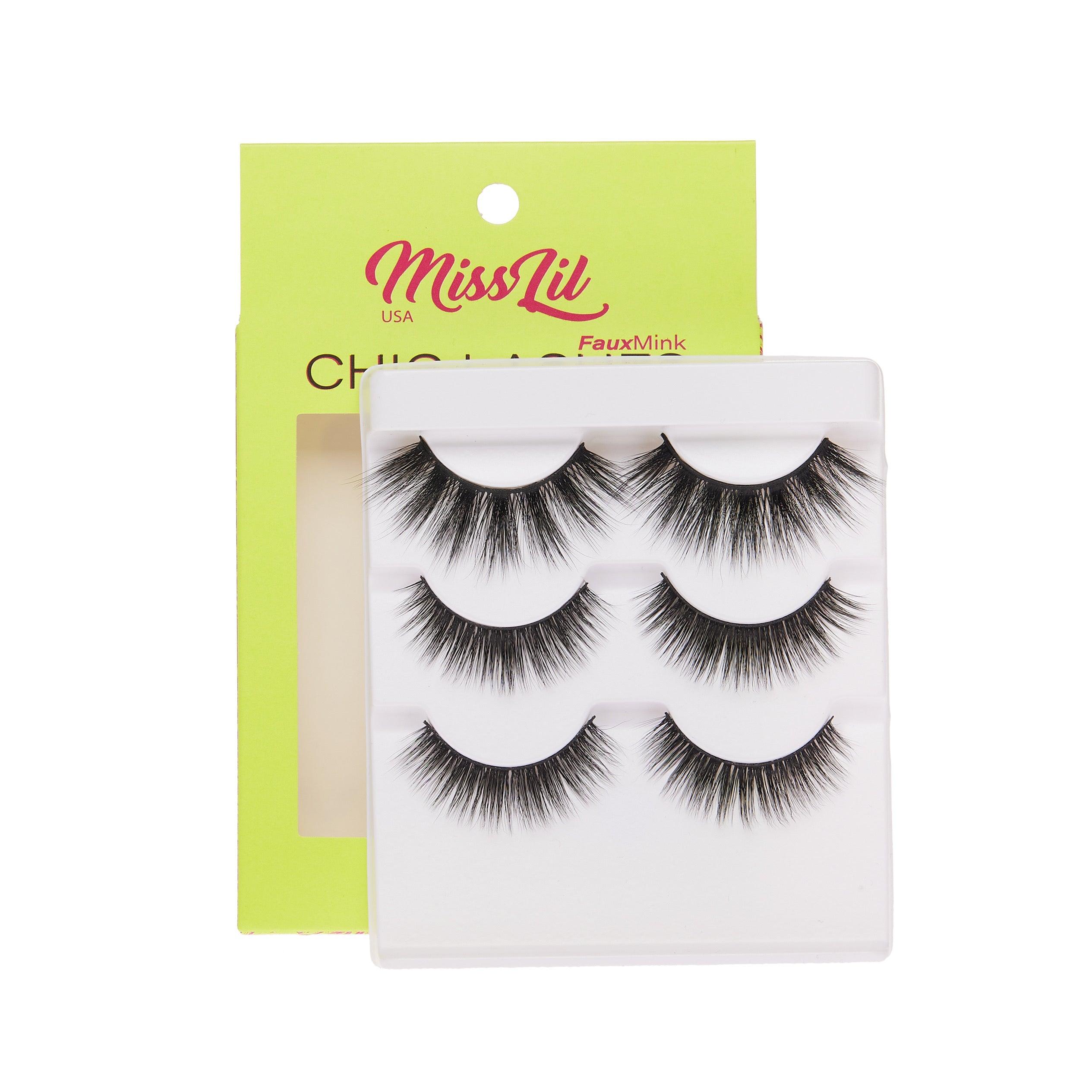 3-Pair Faux Mink Eyelashes - Chic Lashes Collection #32 - Pack of 3 - Miss Lil USA