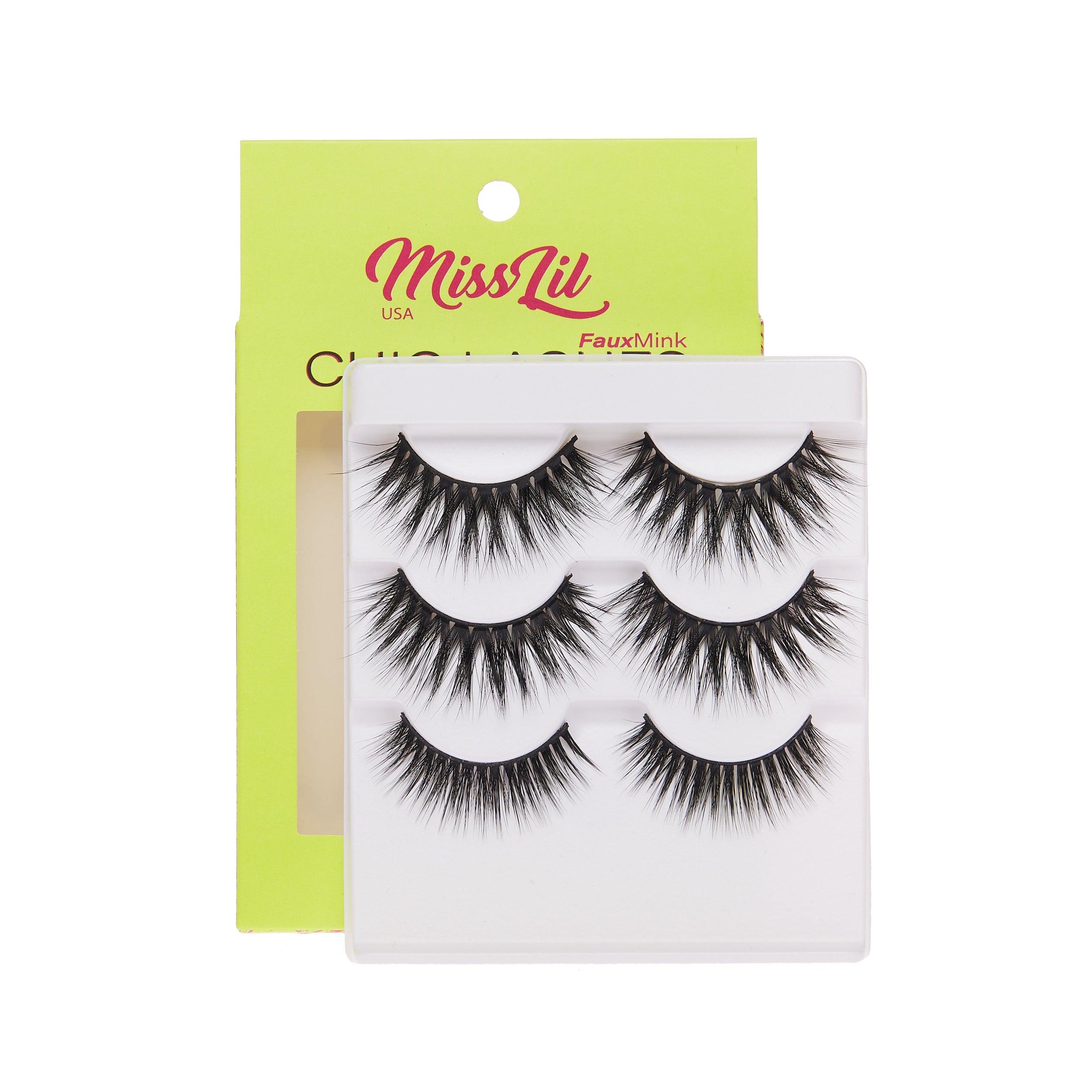 3-Pair Faux Mink Eyelashes - Chic Lashes Collection #34 - Pack of 3 - Miss Lil USA