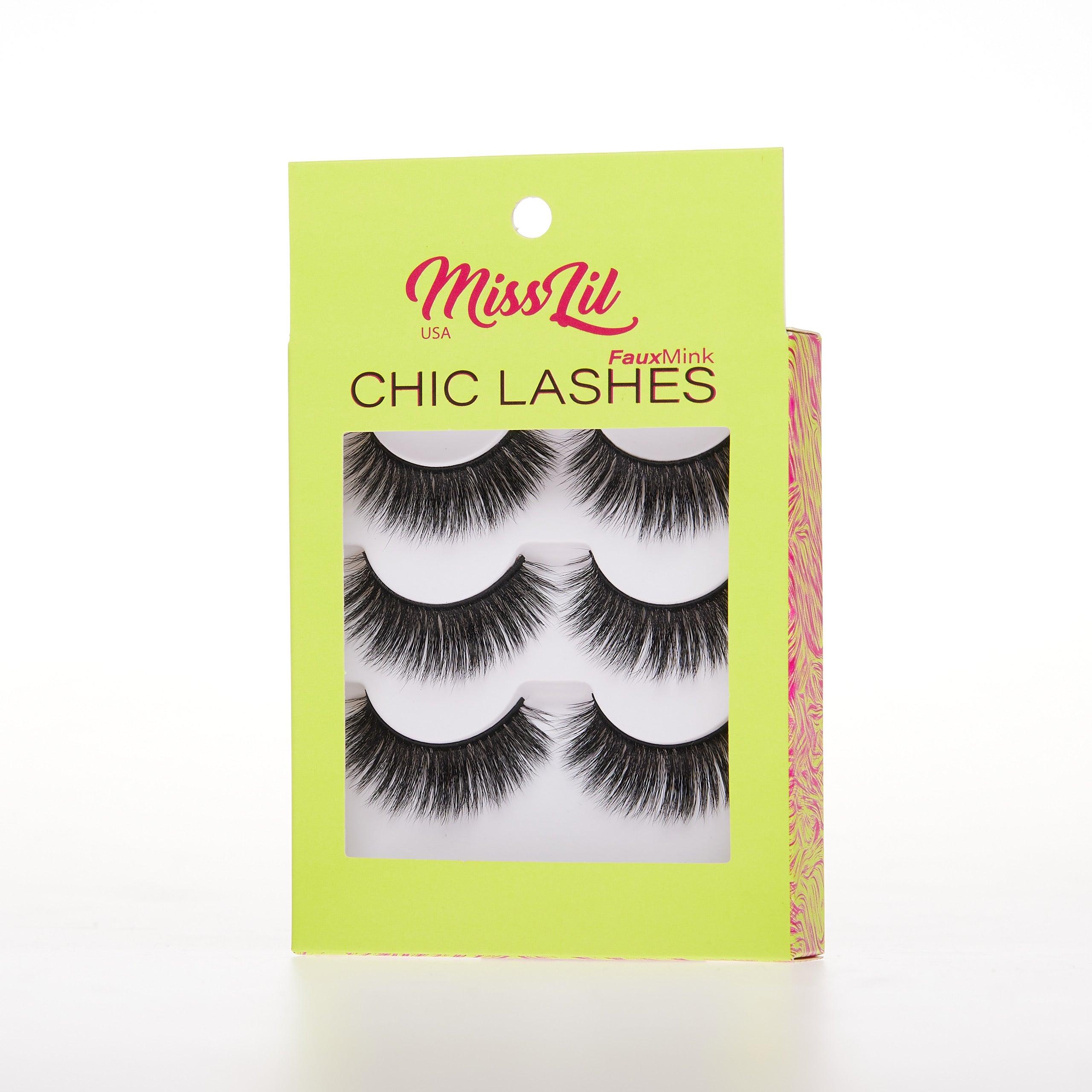 3-Pair Faux Mink Eyelashes - Chic Lashes Collection #37 - Pack of 3 - Miss Lil USA