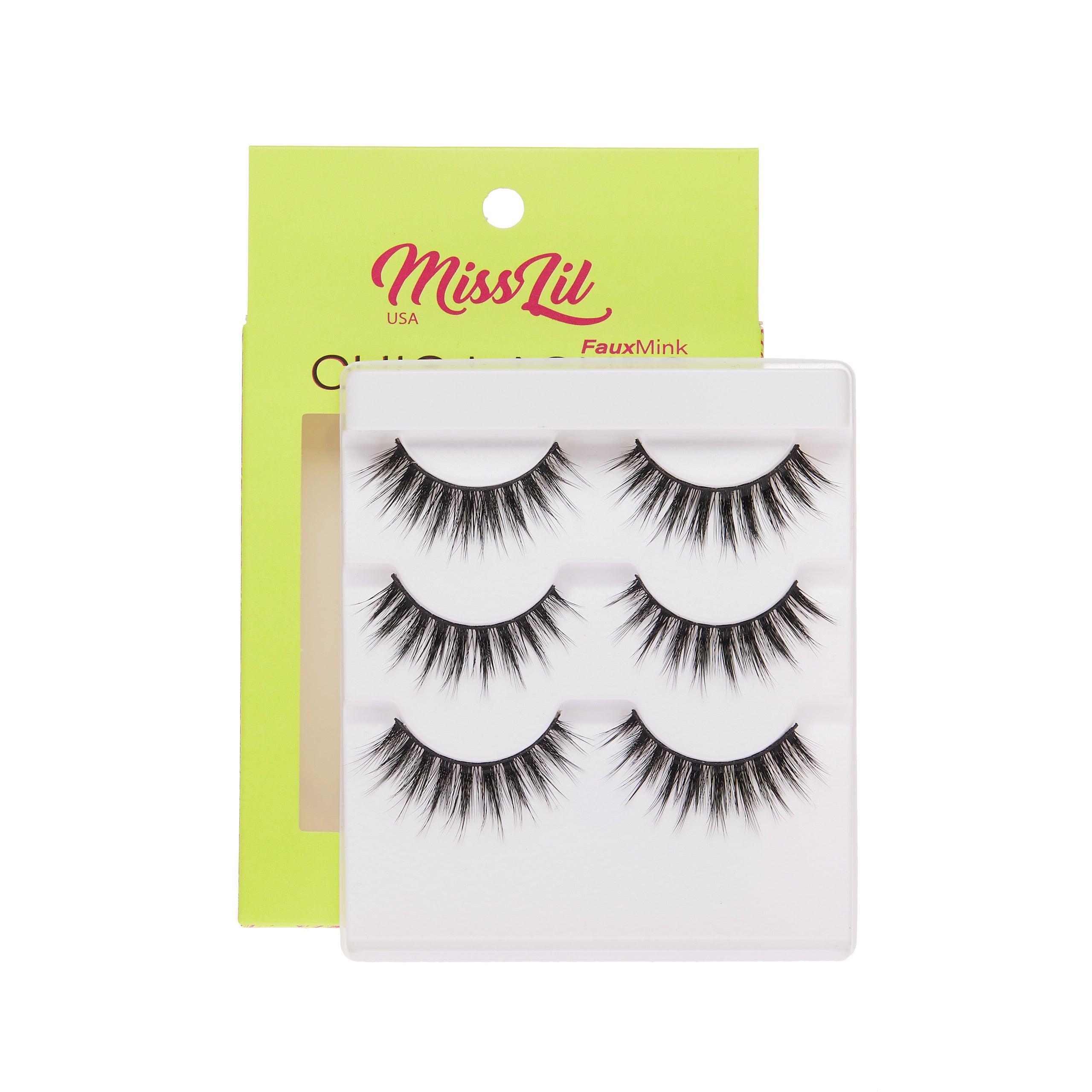 3-Pair Faux Mink Eyelashes - Chic Lashes Collection #6 - Pack of 3 - Miss Lil USA